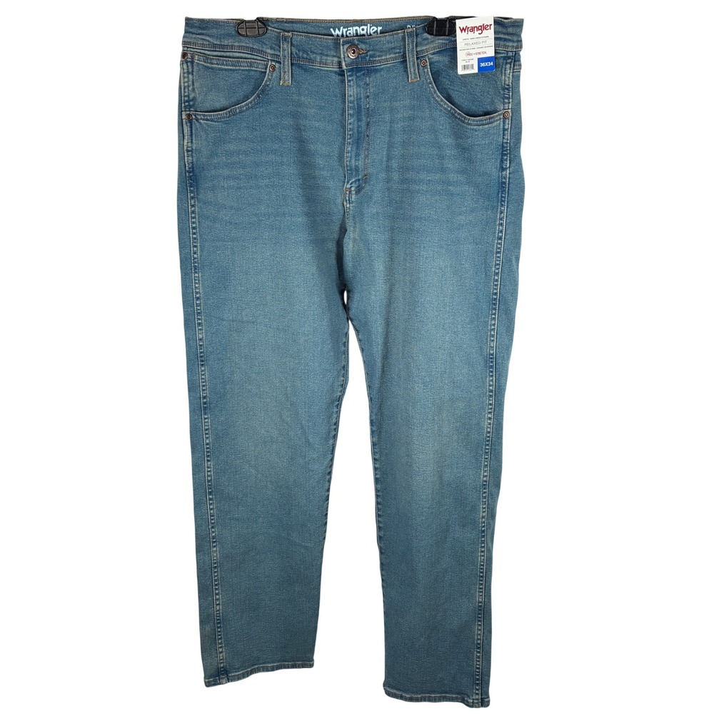 Wrangler Relaxed Fit Jeans Mens 36x34 Blue Free to Stretch Straight 1855598